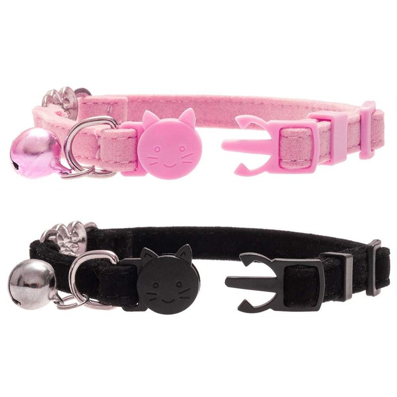 BINGPET Cat Collar Breakaway with Bell, Pack of 2 Heart Bling Collar Safety with Soft Velvet Adjustable for Kittens - Image 3